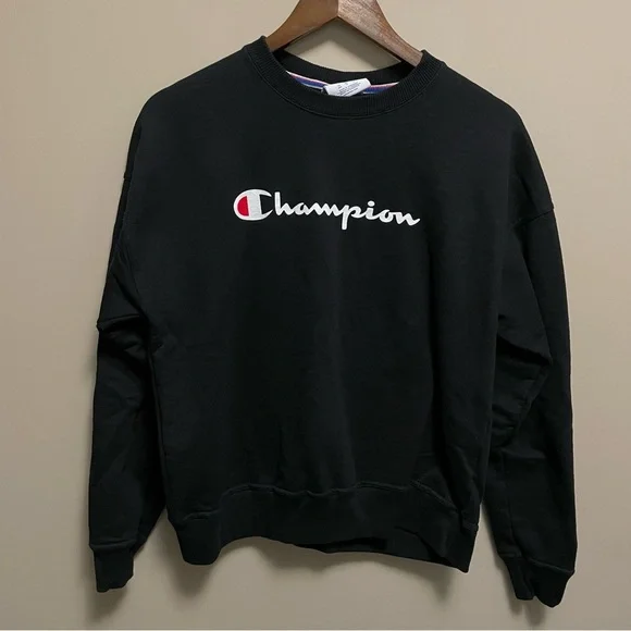 Champion Black Crewneck Sweatshirt Men’s Medium - Picture 2 of 11